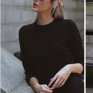 Halogen Cashmere Crewneck Sweater Black